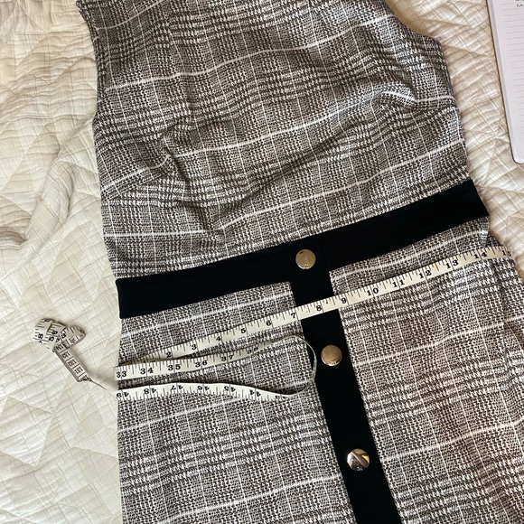 TOMMY HILFIGER Brown Fancy Plaid Button sleeveless tweet Dress - Picture 4 of 7